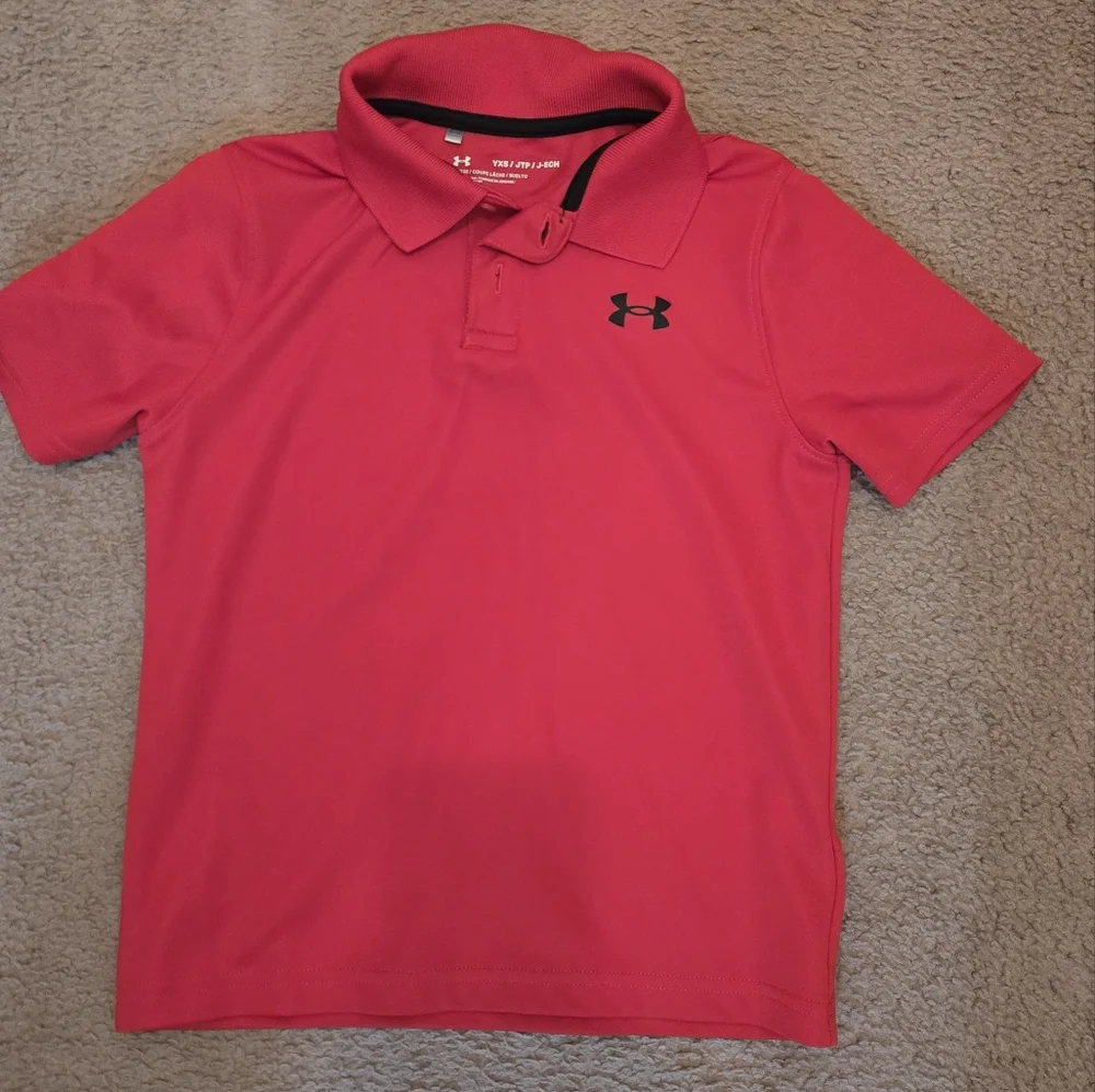 Under Armour Kids Red And Grey  Polo Shirt Size 7 And Xs - Picture 2 of 8